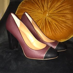 J Crew Cabernet cap-toe block heels